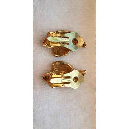 Blue Enamel Gold Tone Earrings