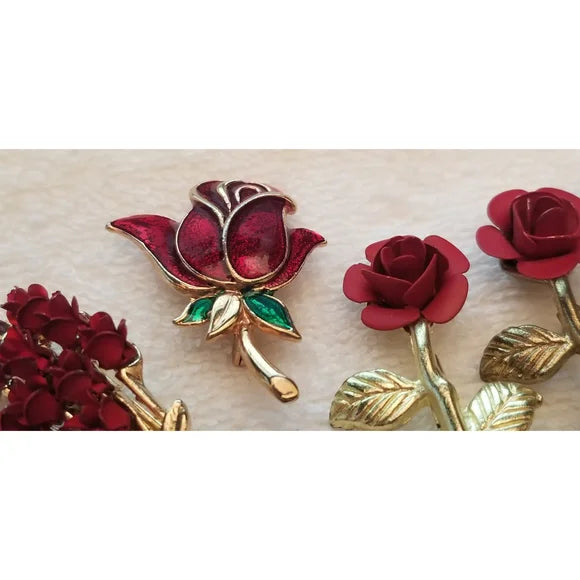 Lot of 5 Rose Brooches