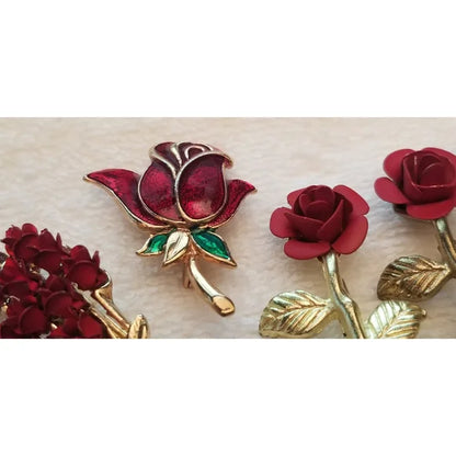 Lot of 5 Rose Brooches