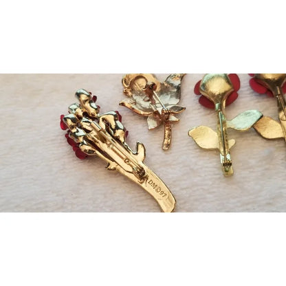 Lot of 5 Rose Brooches