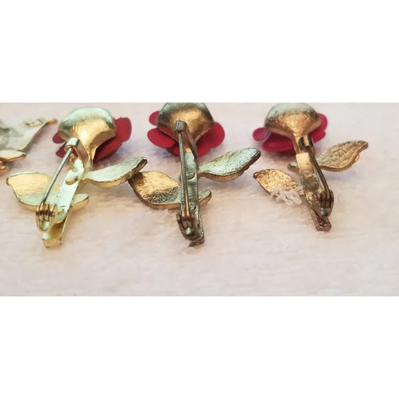 Lot of 5 Rose Brooches