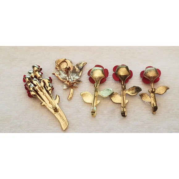 Lot of 5 Rose Brooches