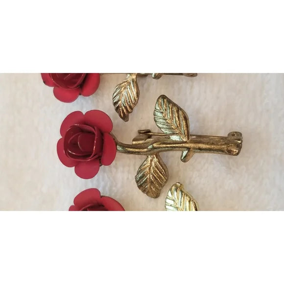 Lot of 5 Rose Brooches
