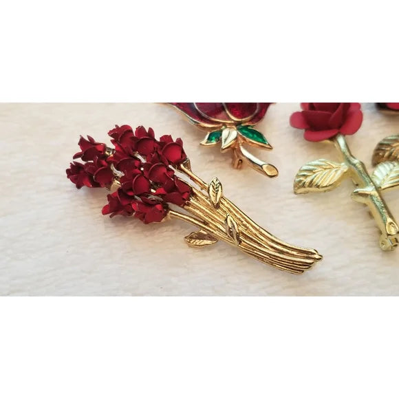 Lot of 5 Rose Brooches