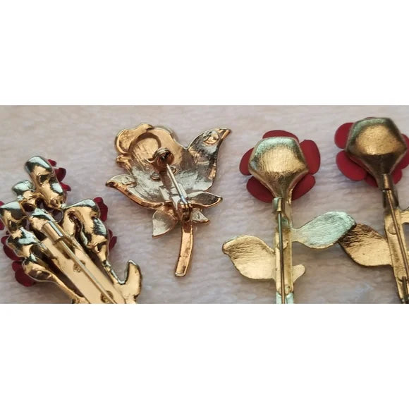 Lot of 5 Rose Brooches