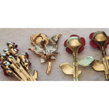 Lot of 5 Rose Brooches