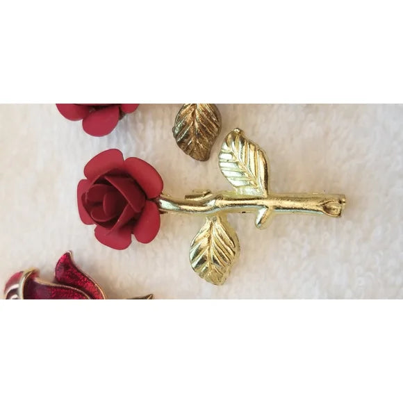 Lot of 5 Rose Brooches