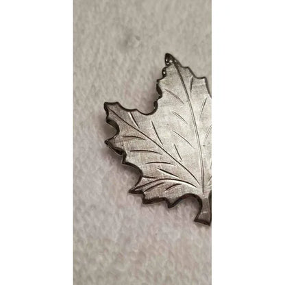 Vintage Silver Tone Maple Leaf Brooch