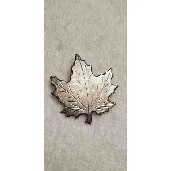 Vintage Silver Tone Maple Leaf Brooch