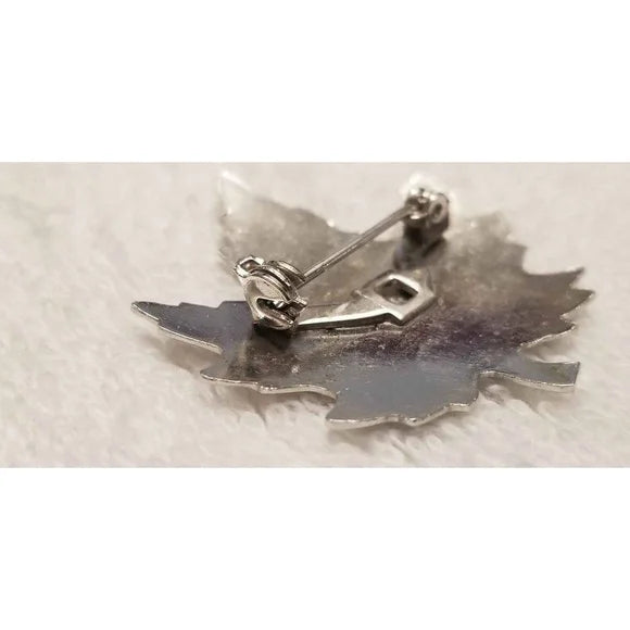 Vintage Silver Tone Maple Leaf Brooch
