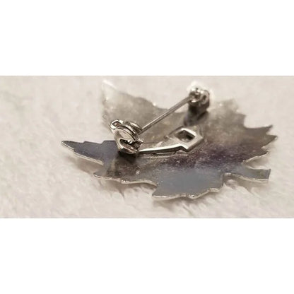 Vintage Silver Tone Maple Leaf Brooch