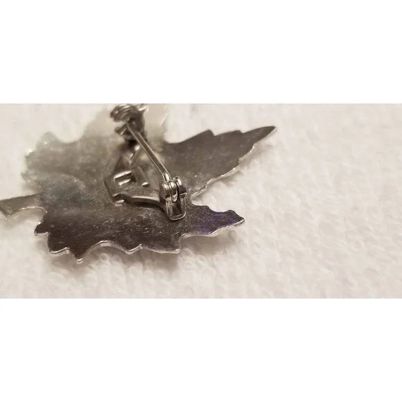 Vintage Silver Tone Maple Leaf Brooch