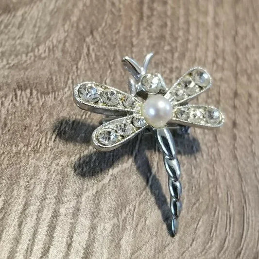 Small Rhinestone Dragonfly Brooch