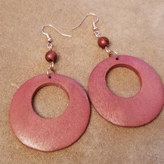 Repurposed Wood Hoop Dangle Earrings