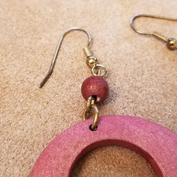 Repurposed Wood Hoop Dangle Earrings
