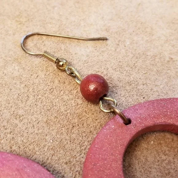 Repurposed Wood Hoop Dangle Earrings