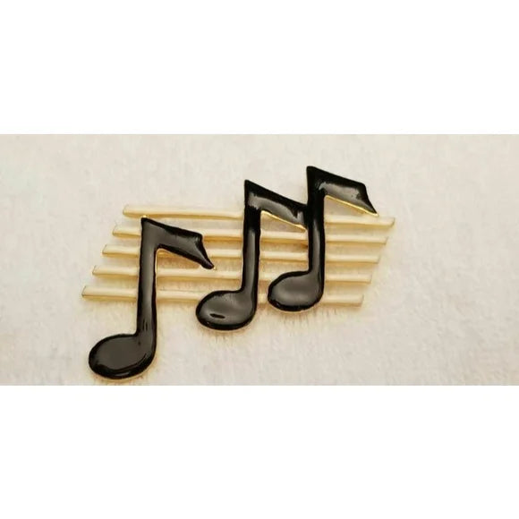 Enamel Staff & Notes Brooch