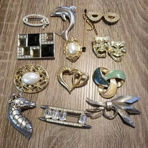 Lot of 12 Wearable Brooches