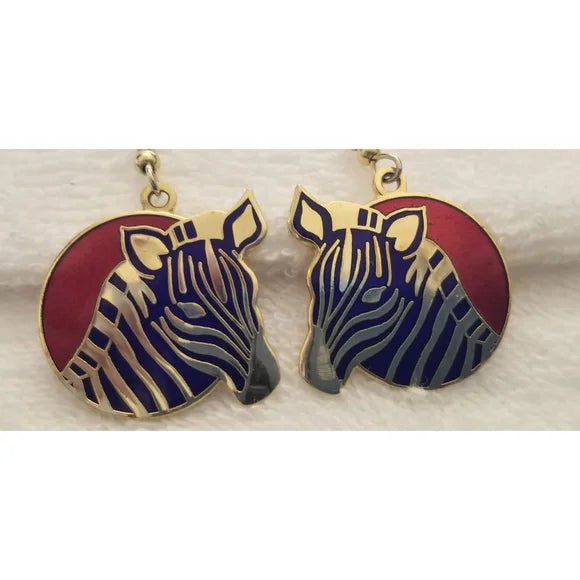 Gold Tone Zebra Earrings