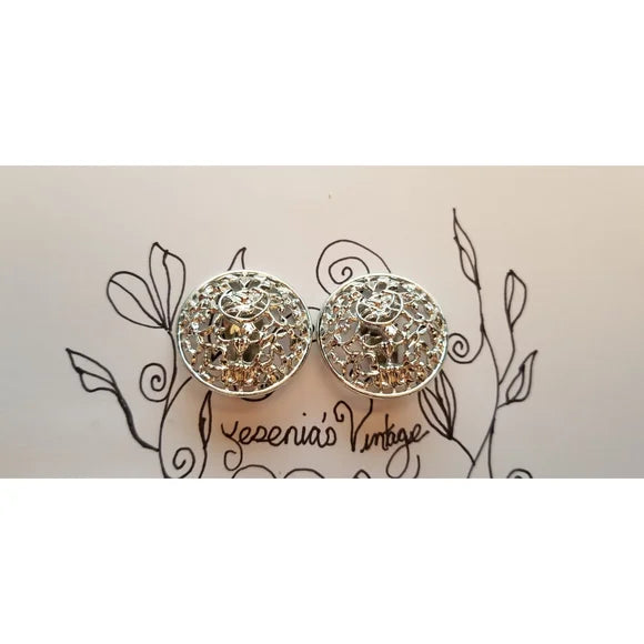 Vintage Sarah Coventry Frozen Lace Clip On Earrings