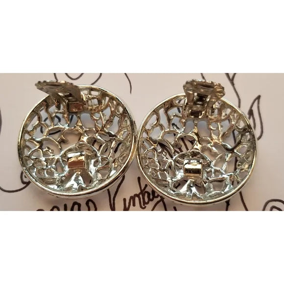Vintage Sarah Coventry Frozen Lace Clip On Earrings