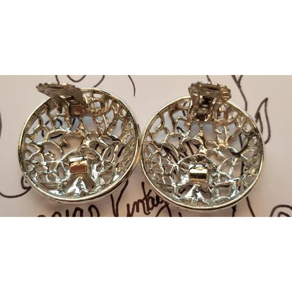 Vintage Sarah Coventry Frozen Lace Clip On Earrings