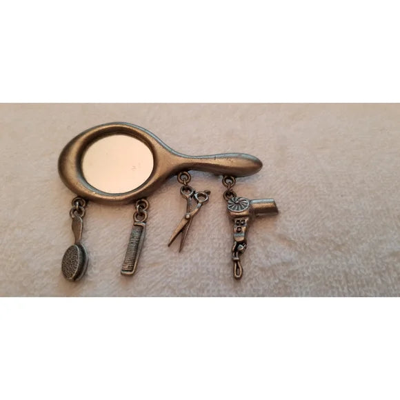 Vintage Jonette Mirror Hair Stylist Brooch