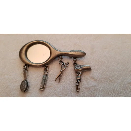 Vintage Jonette Mirror Hair Stylist Brooch