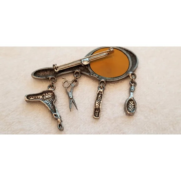 Vintage Jonette Mirror Hair Stylist Brooch