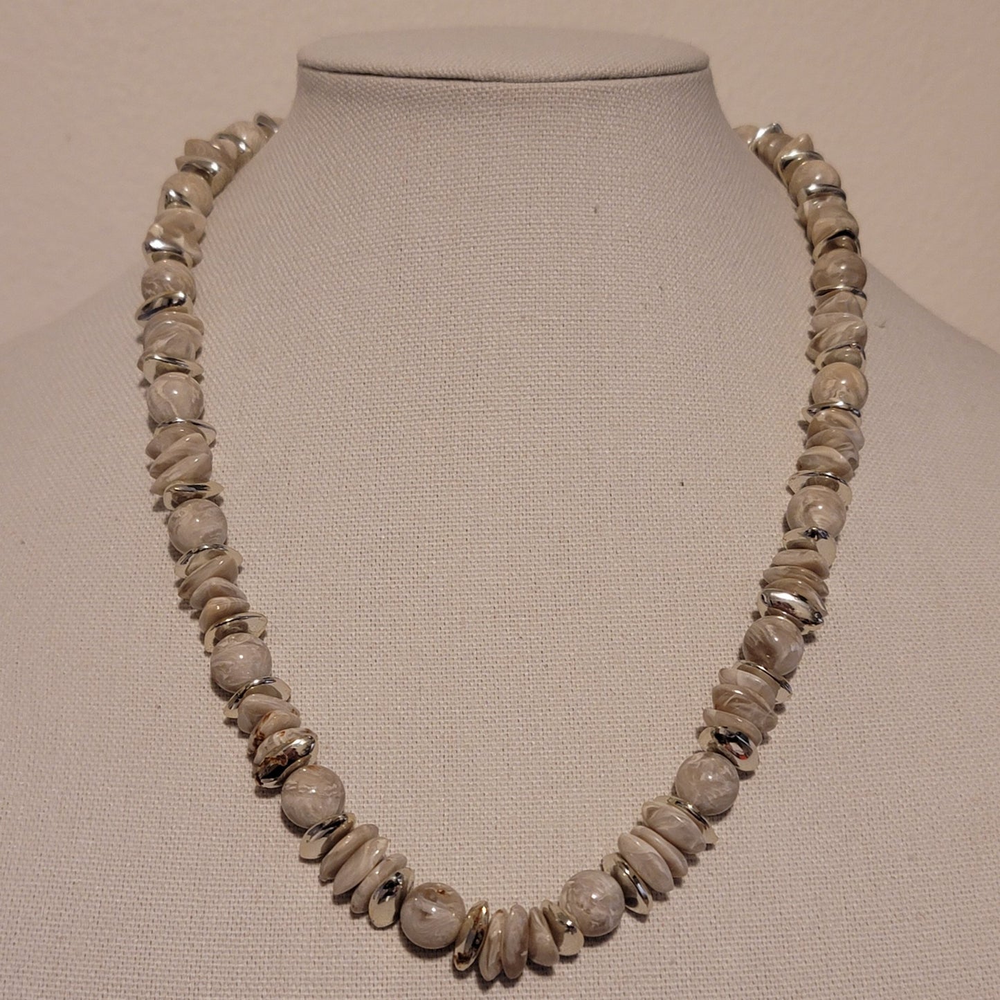 Gray and Silver Bead Necklace