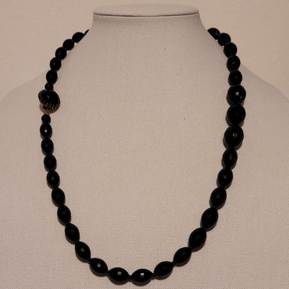 Vintage Black Faceted Bead Necklace