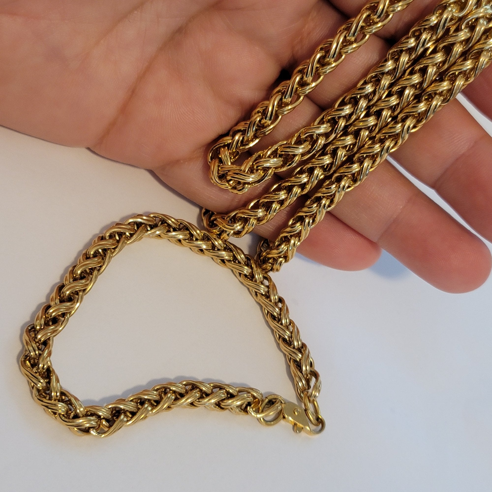 Gold Tone Necklace and Matching Bracelet