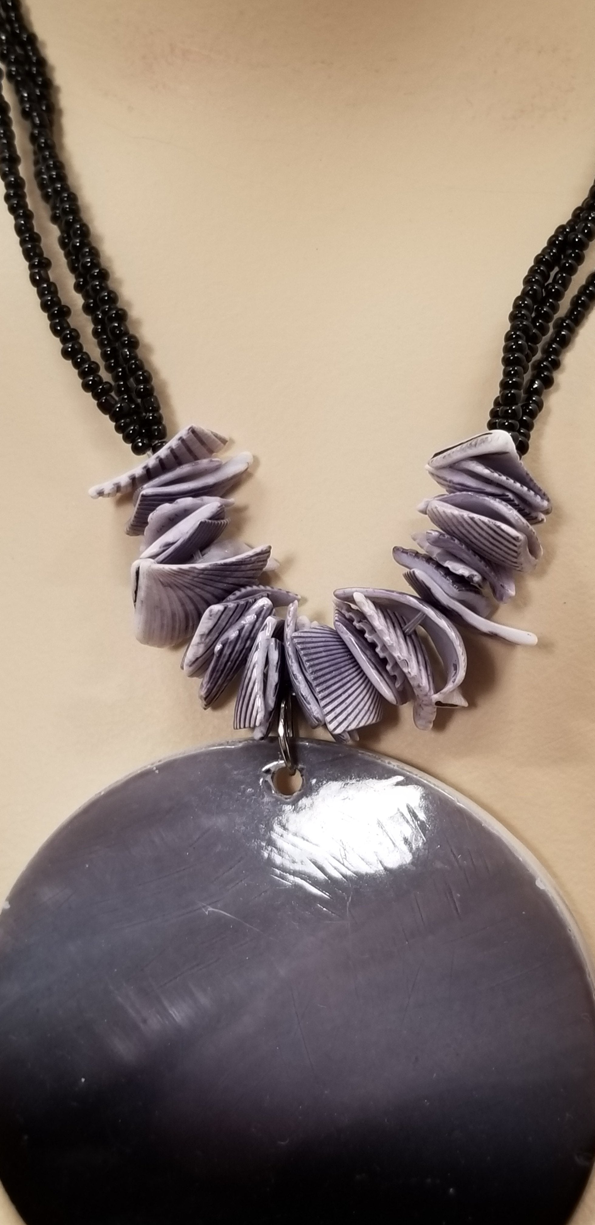 Black & Gray Shell Beaded Necklace