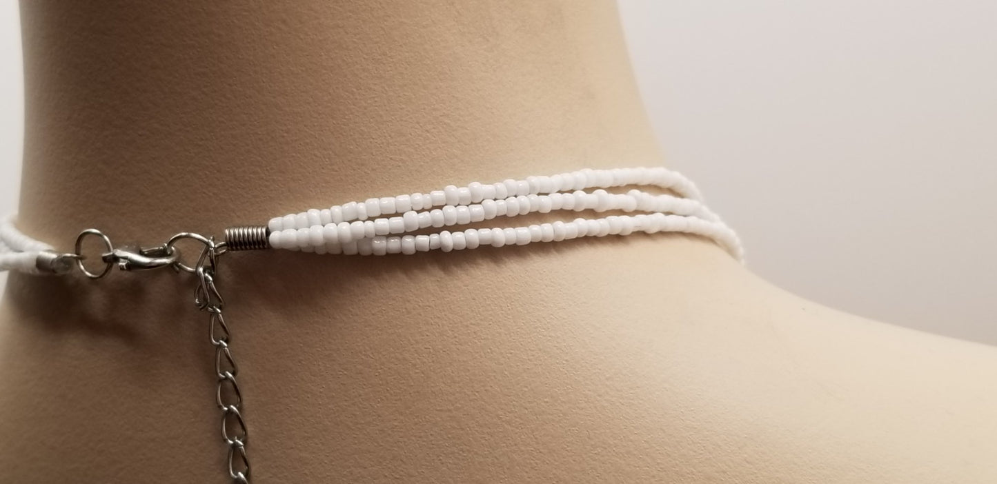 White Mother Of Pearl Shell Beaded Necklace