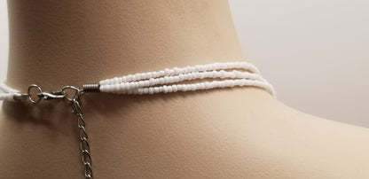 White Mother Of Pearl Shell Beaded Necklace