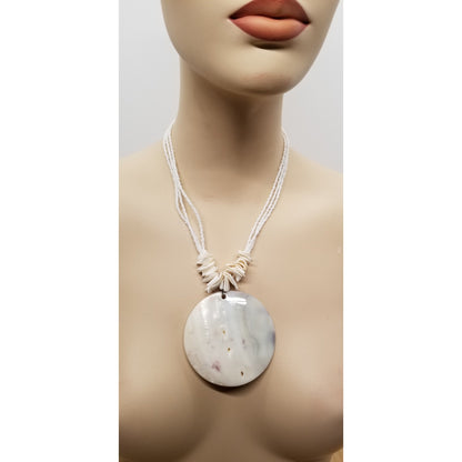 White Mother Of Pearl Shell Beaded Necklace