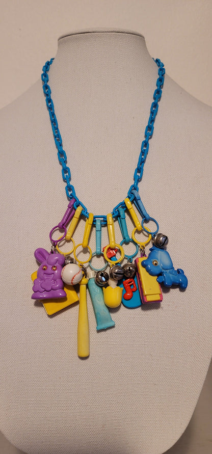 Vintage 1980s Plastic Charm Necklace