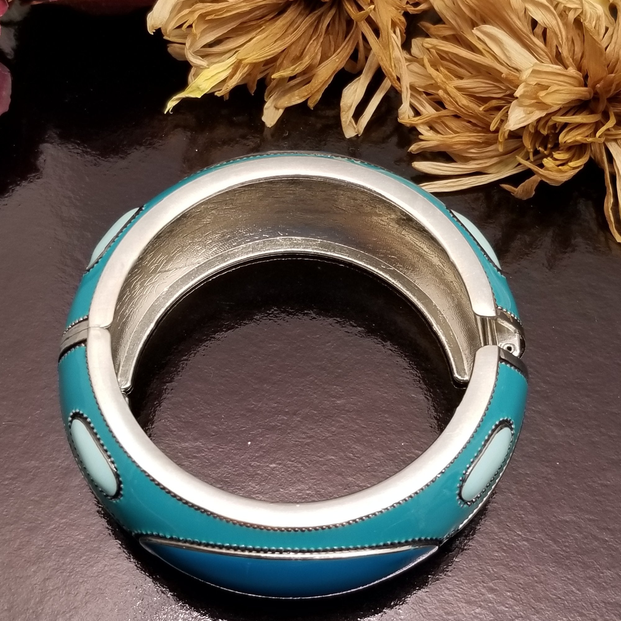 Blue Enamel Hinged Bracelet