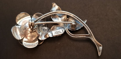 Vintage Beau Sterling Rose Brooch