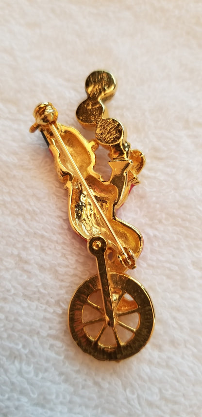 Vintage Juggling Clown On Tricycle Brooch