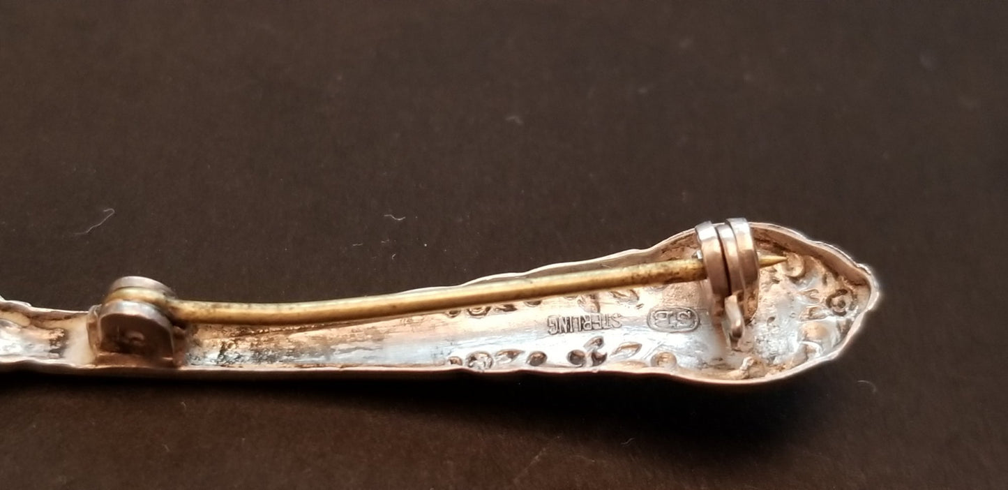 Vintage SB Sterling Salt Spoon Brooch