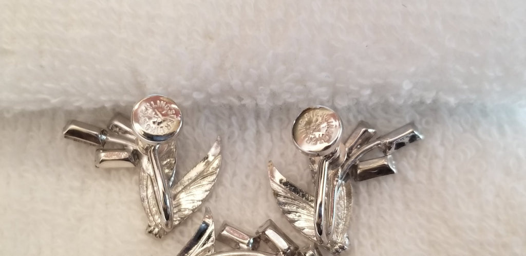 Vintage TK Tru-Kay Sterling Brooch And Earring Set
