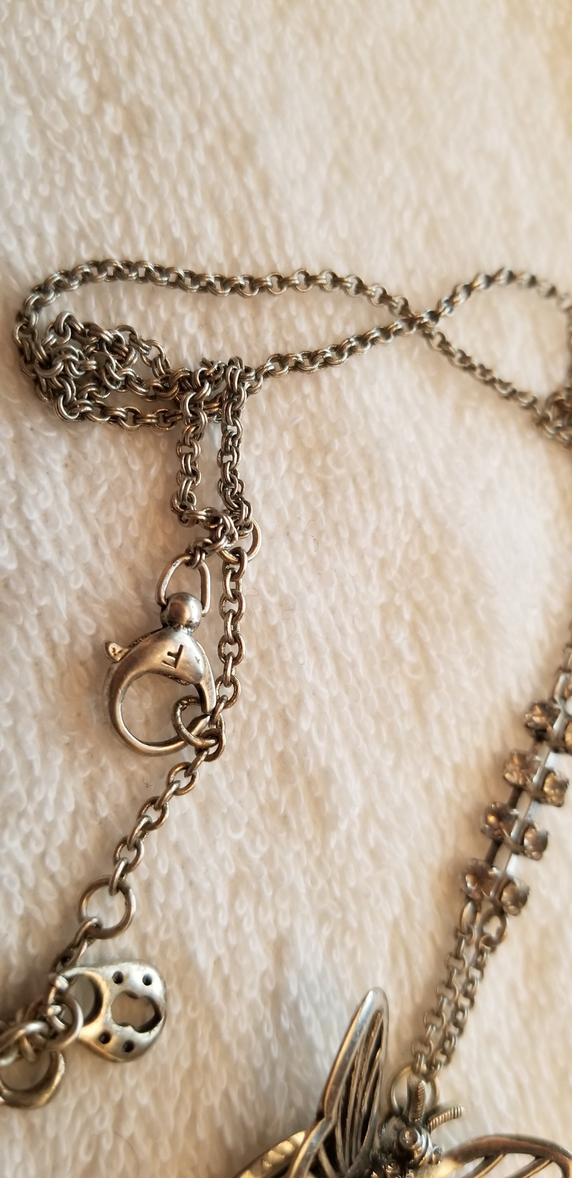 Silver Tone Fossil Butterfly Necklace