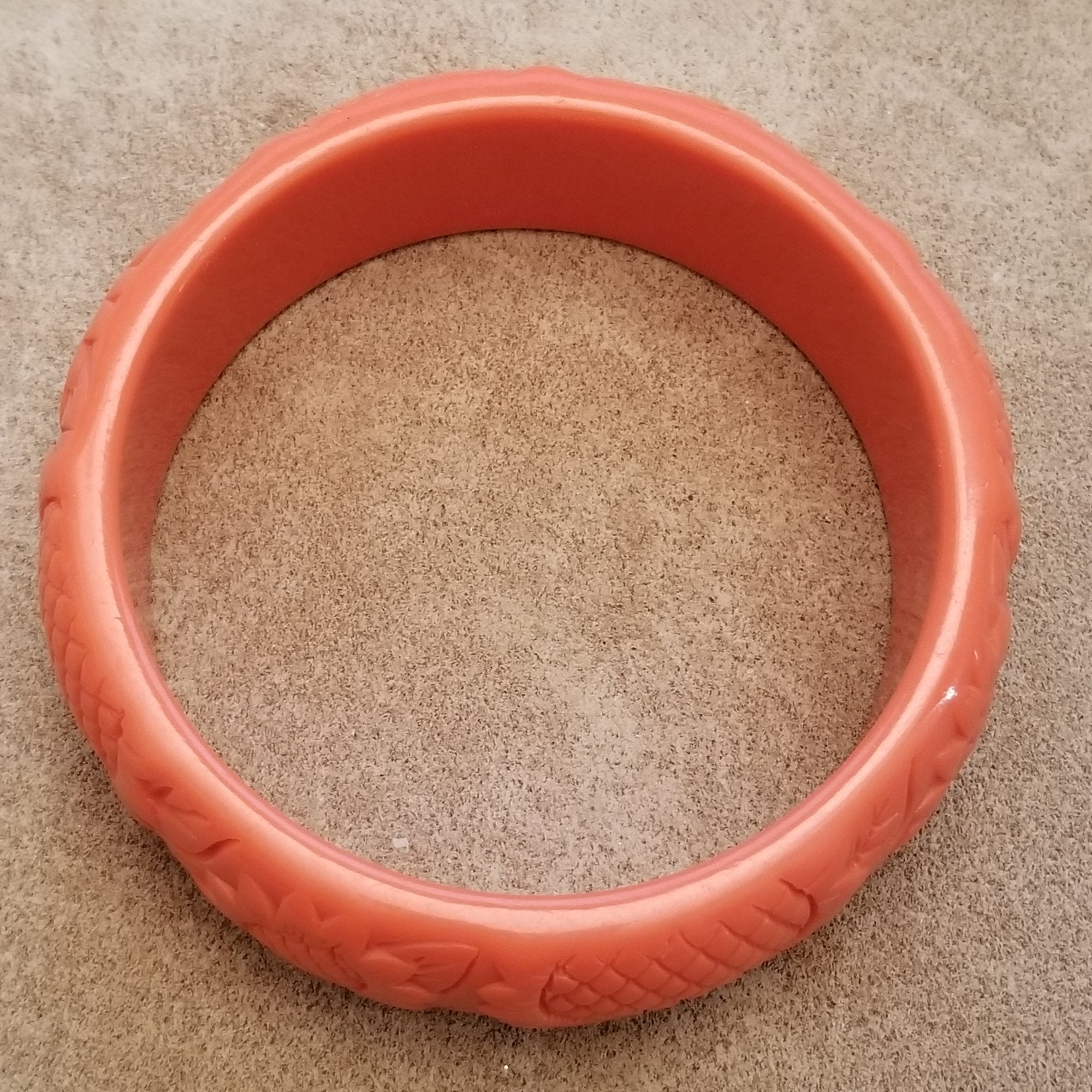 Cute Vintage Orange Lucite Sunflower Bangle Bracelet