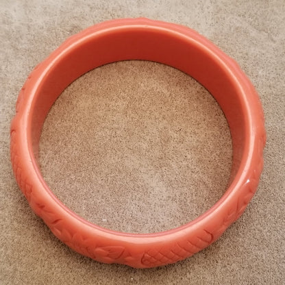 Cute Vintage Orange Lucite Sunflower Bangle Bracelet