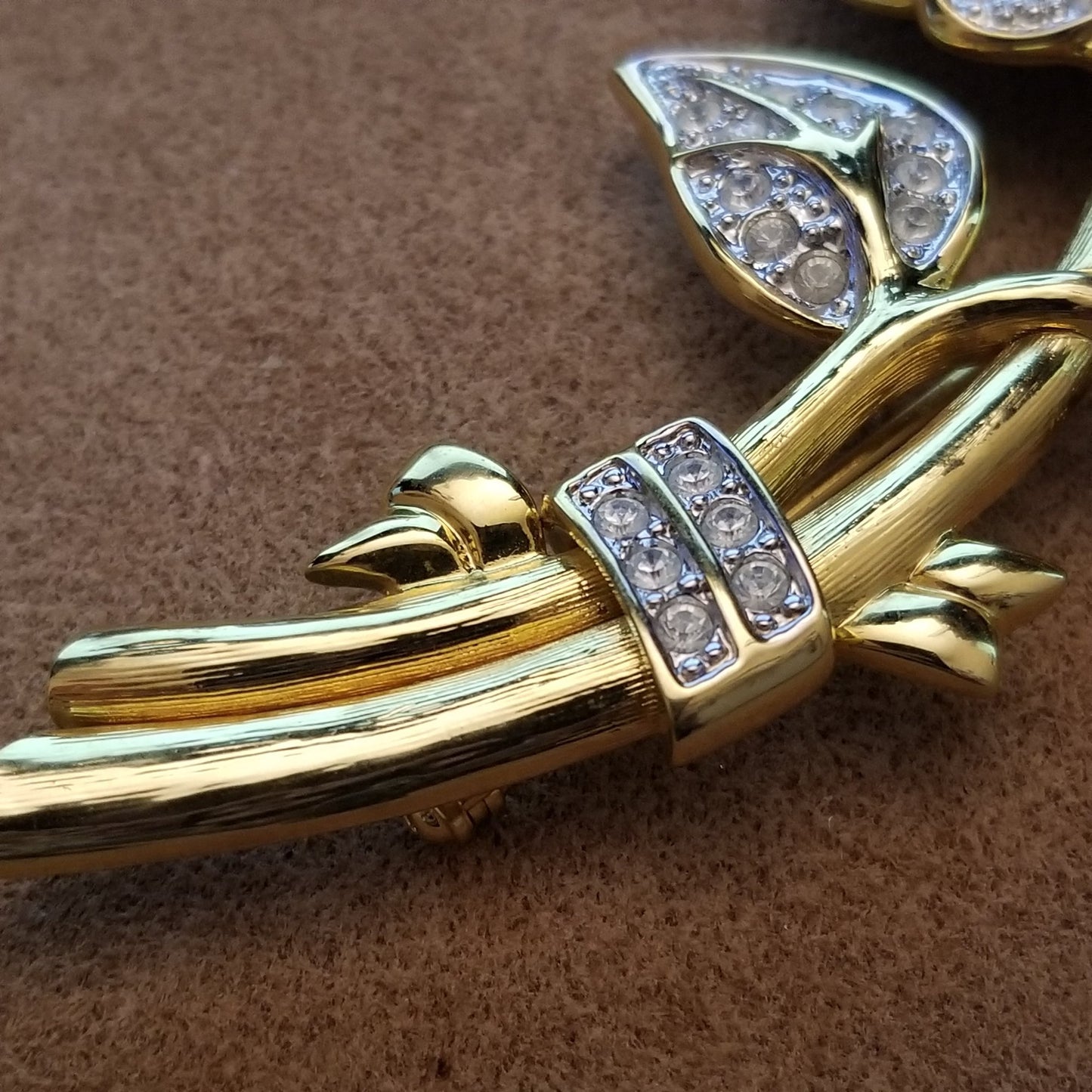 Vintage Nolan Miller Rhinestone Rose Brooch