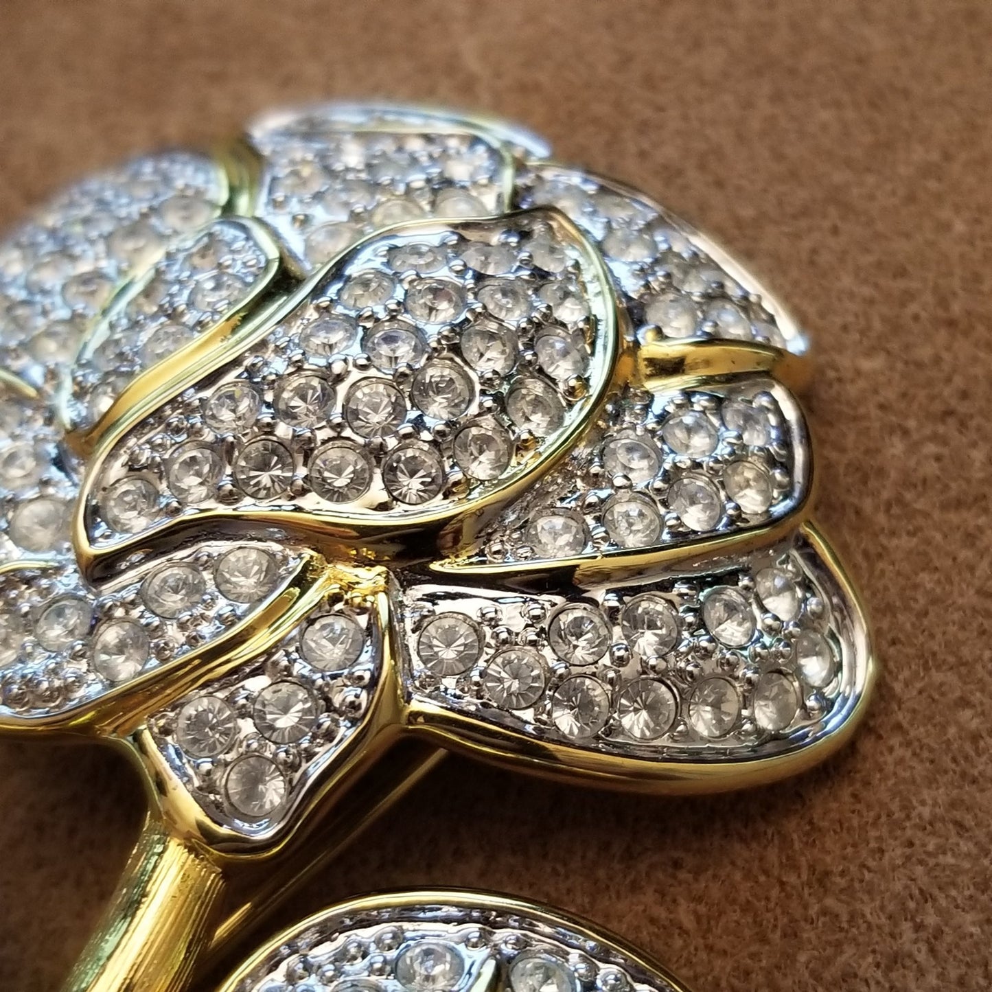 Vintage Nolan Miller Rhinestone Rose Brooch