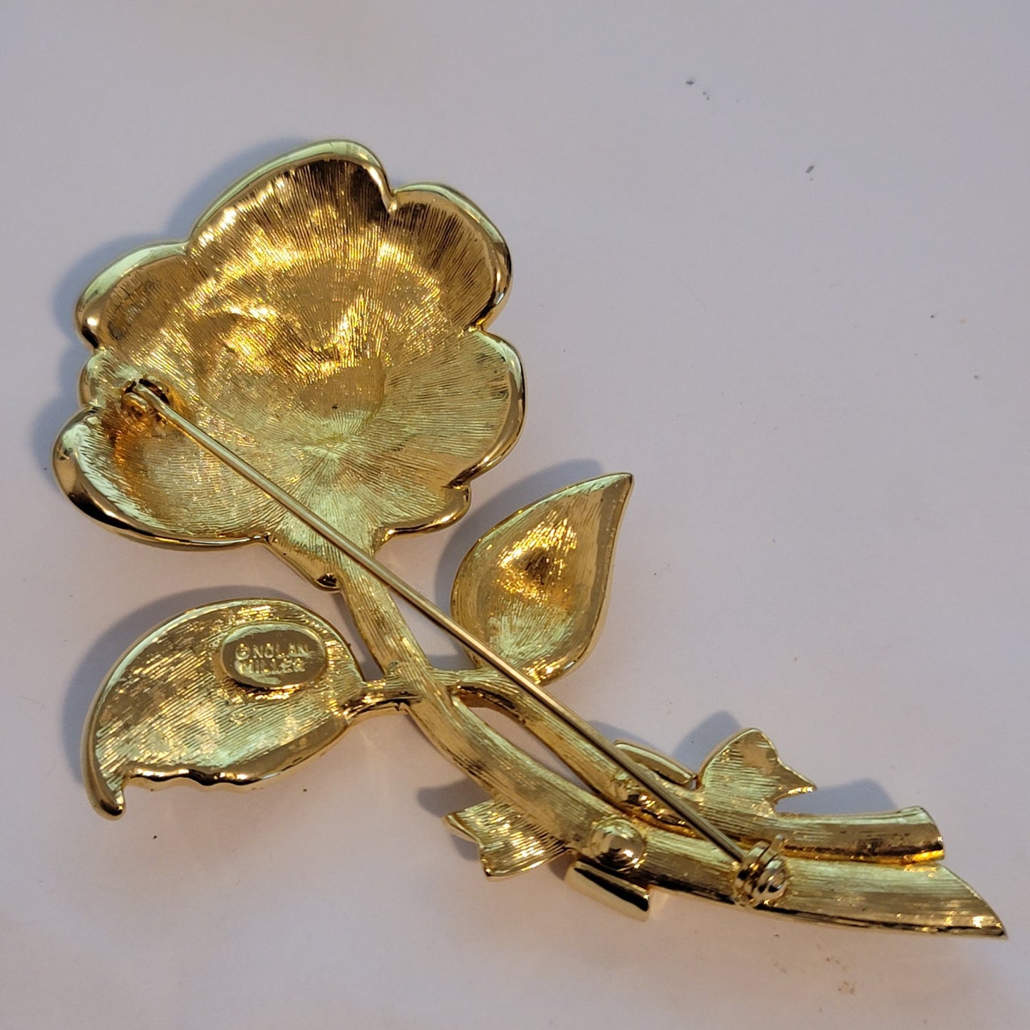 Vintage Nolan Miller Rhinestone Rose Brooch