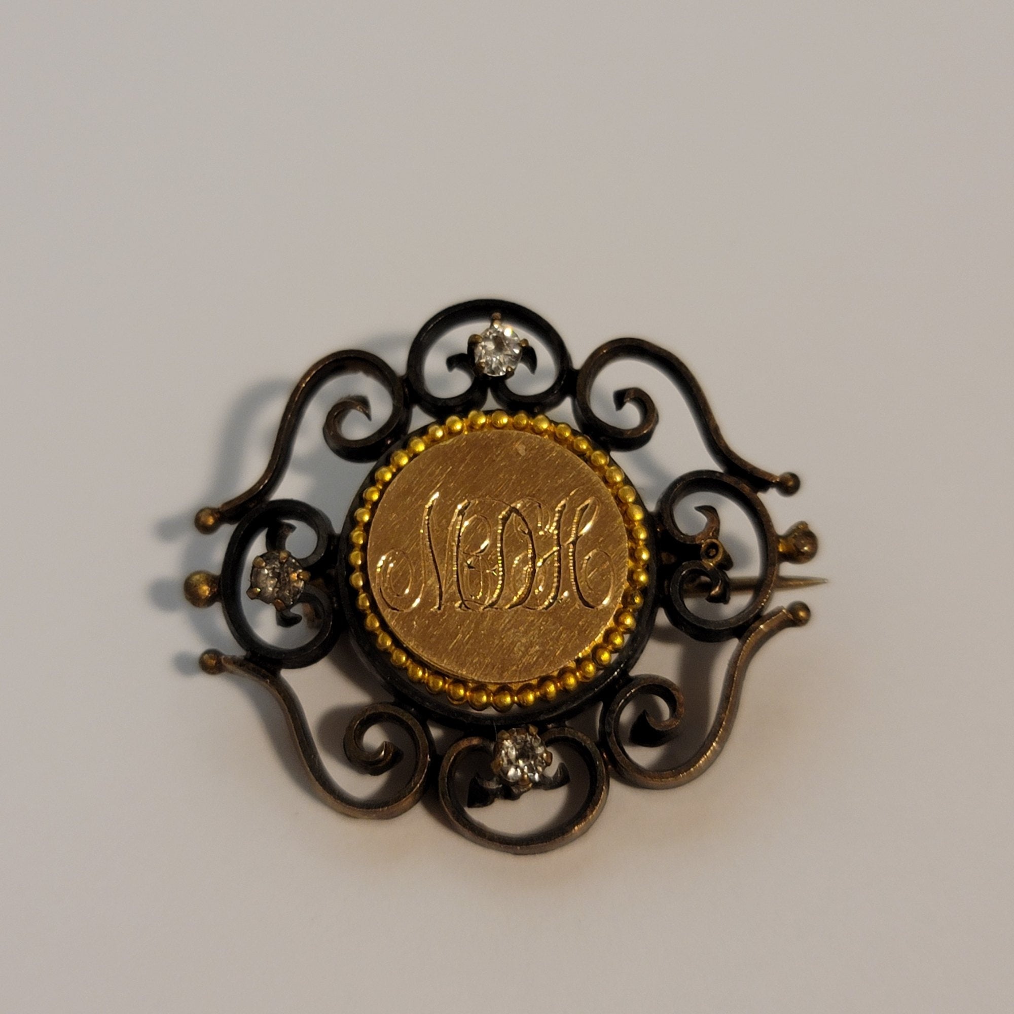 Vintage Gold Tone Monogram Brooch