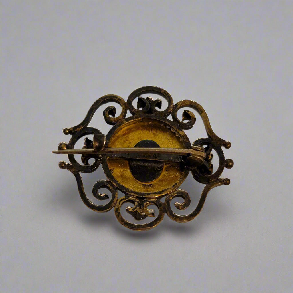 Vintage Gold Tone Monogram Brooch